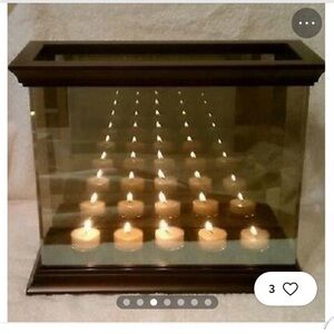 PartyLite Glass Candle Holder with Dark Black Frame